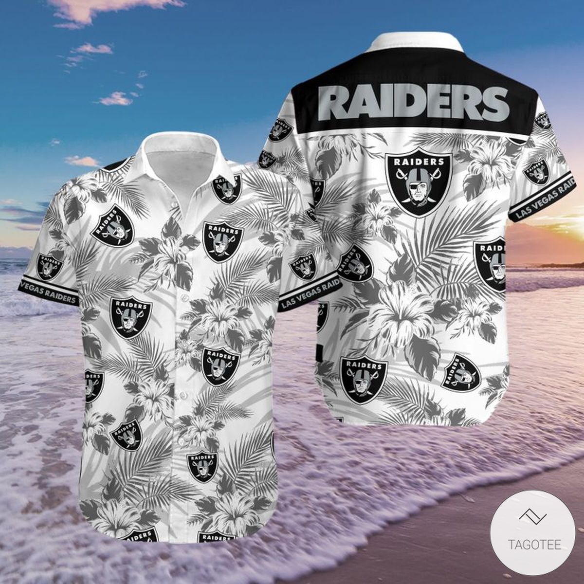 Las Vegas Raiders Hawaiian Floral T Shirt Short Sleeve Beach Casual Tops Blouse 