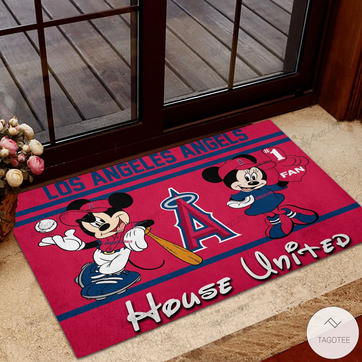 Los Angeles Angels House United Mickey Mouse And Minnie Mouse Doormat