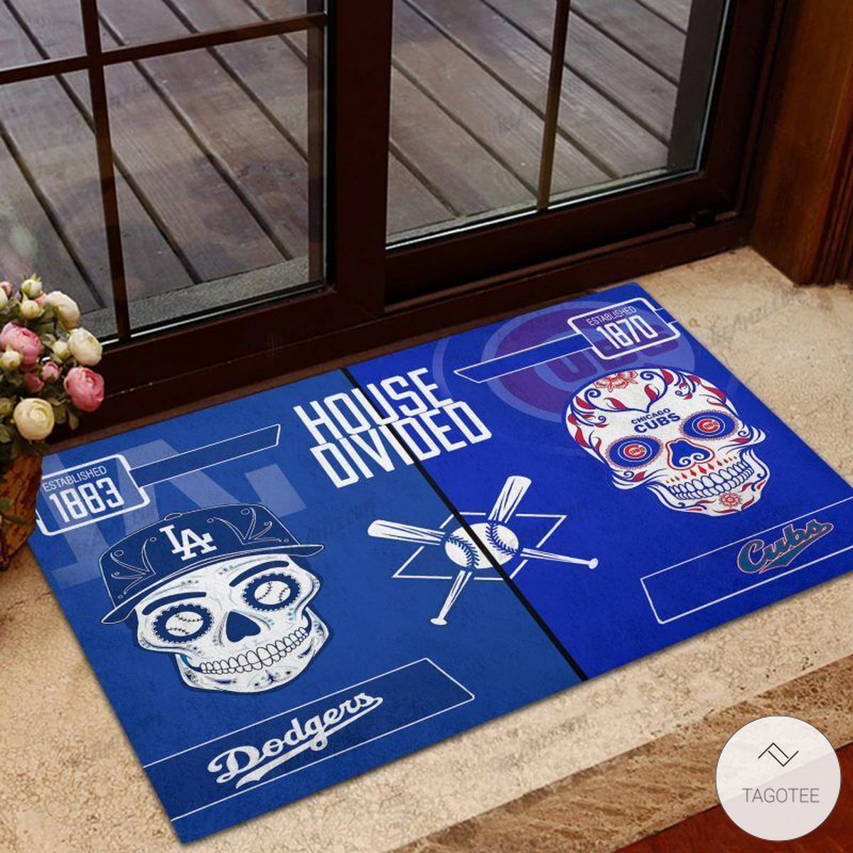 Los Angeles Dodgers House Divided Chicago Cubs Mickey Mouse And Minnie Mouse Doormat