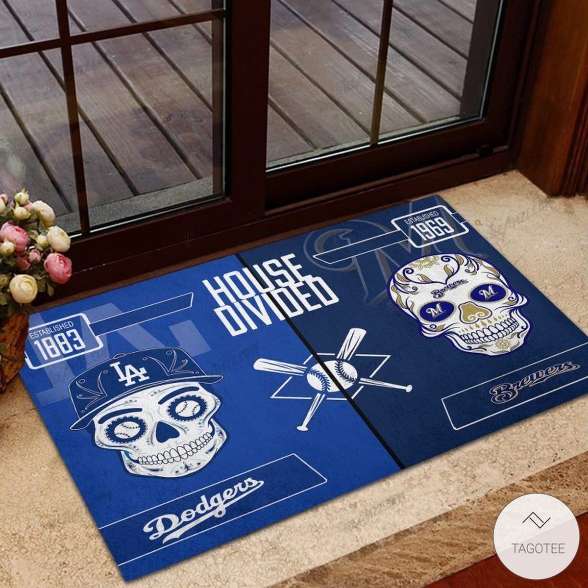 Los Angeles Dodgers House Divided Milwaukee Brewers Skull Doormat – TAGOTEE