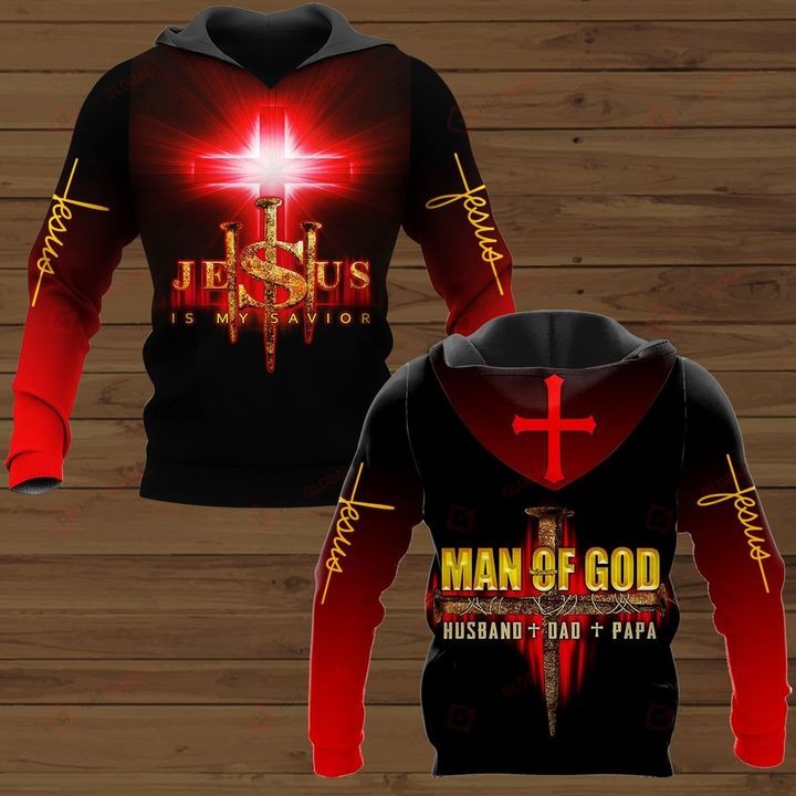Man of god husband dad papa jesus is my savior all over print hoodie 3