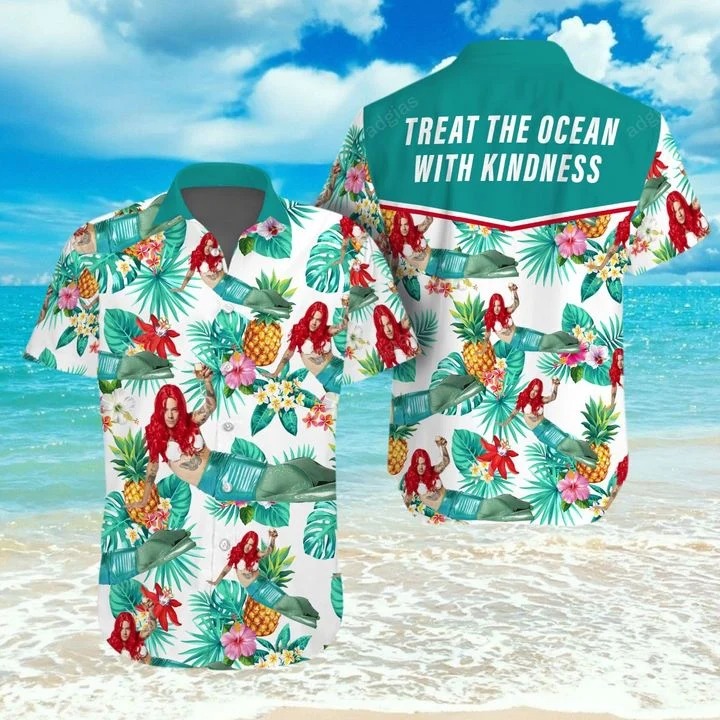 Mermaid Treat Our Oceans With Kindness Hawaiian Shirt Beach Shorts