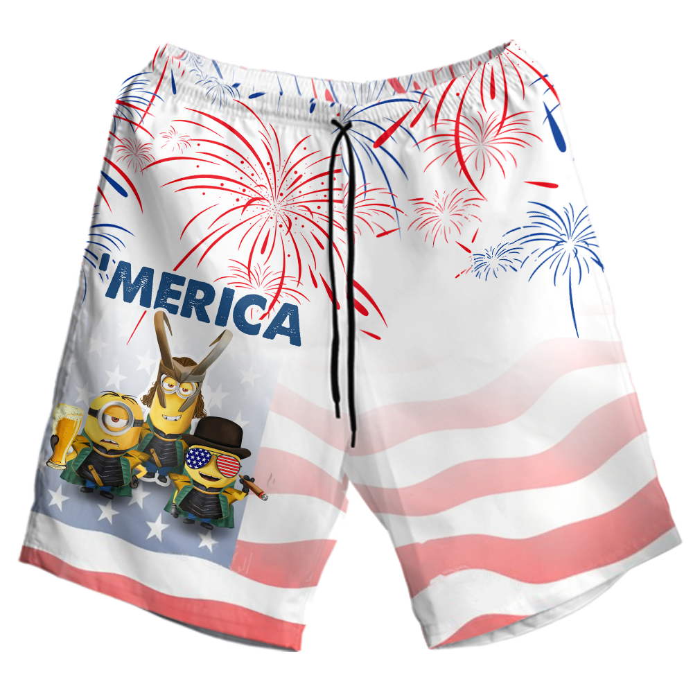Minions Independence Day Hawaiian Shirt Beach Shortsz