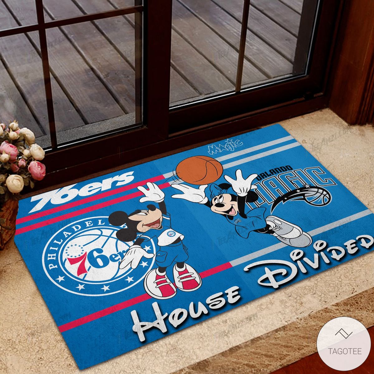Philadelphia 76ers House Divided Orlando Magic Mickey Mouse And Minnie Mouse Doormat