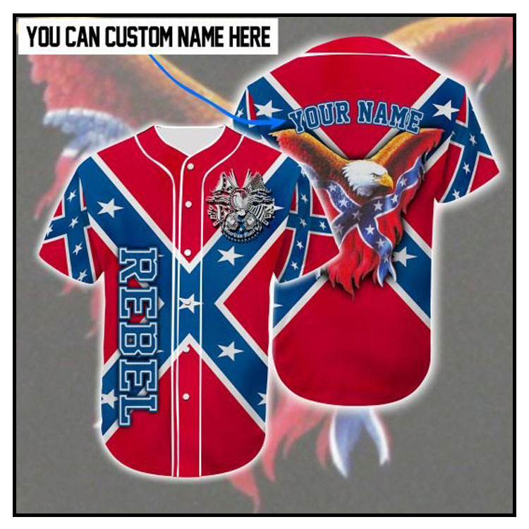 Rebel Confederate flag eagle customized baseball tee shirt4