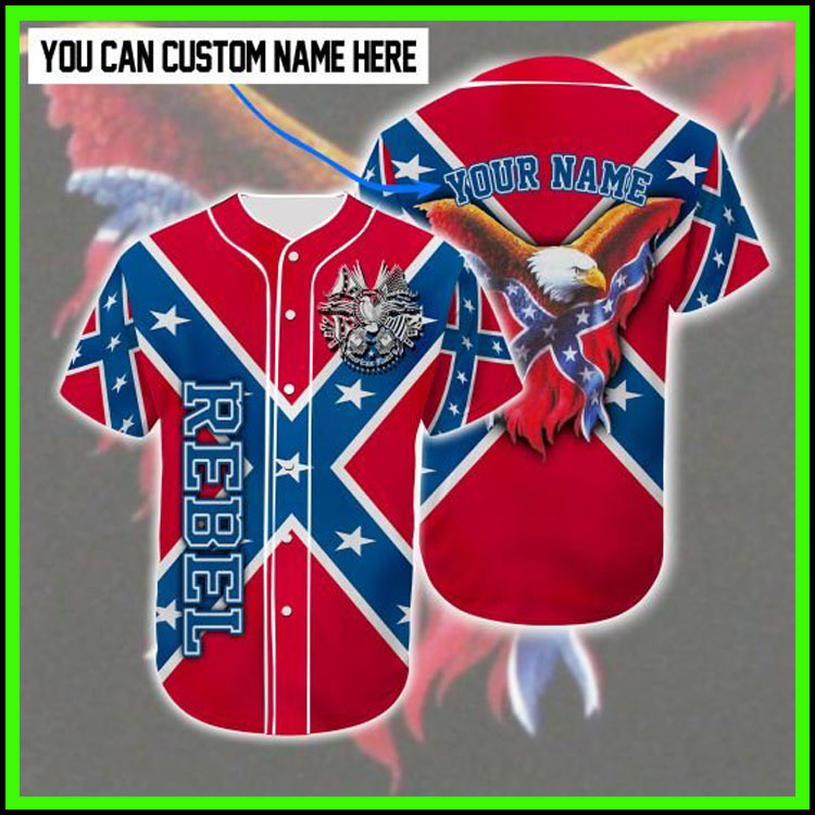 Rebel Confederate flag eagle customized baseball tee shirt5
