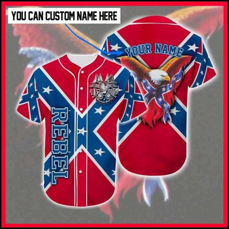 Rebel Confederate flag eagle customized baseball tee shirt8