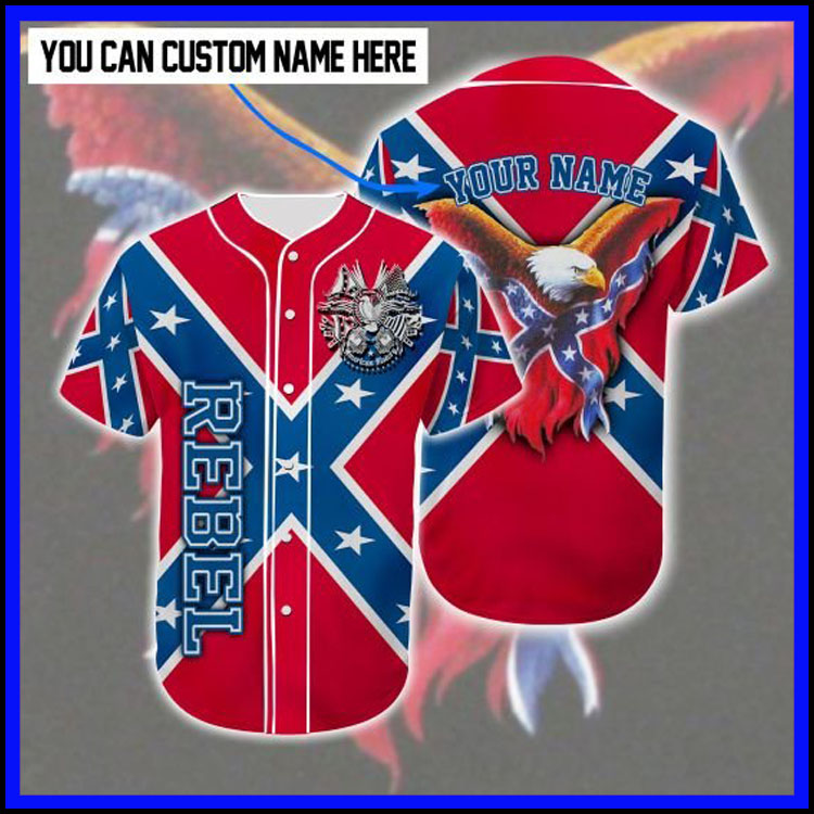 Rebel Confederate flag eagle customized baseball tee shirt9