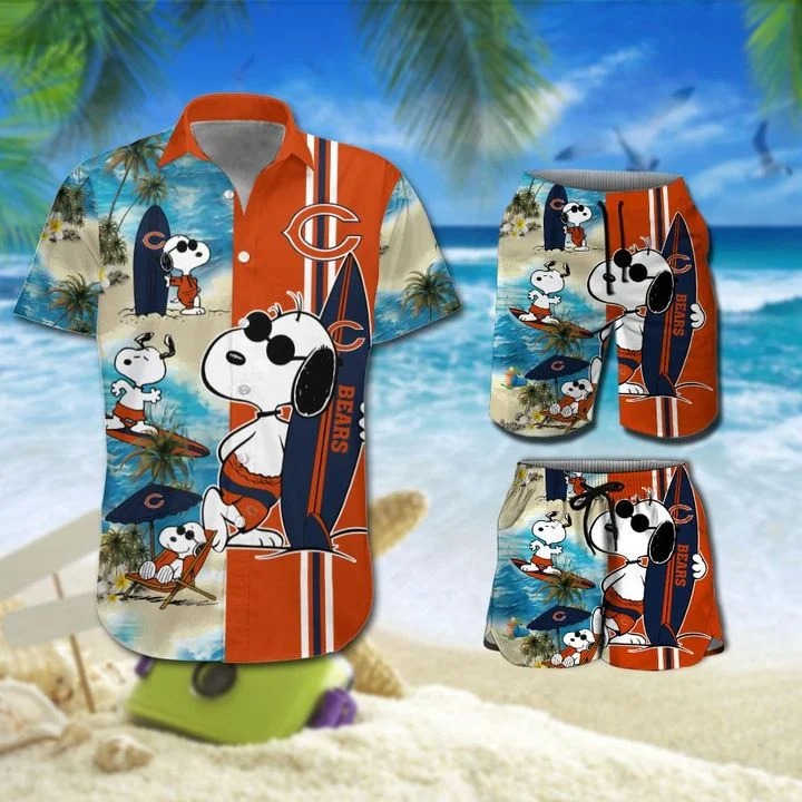 Snoopy And Chicago Bears Hawaiian Shirt Beach Shorts