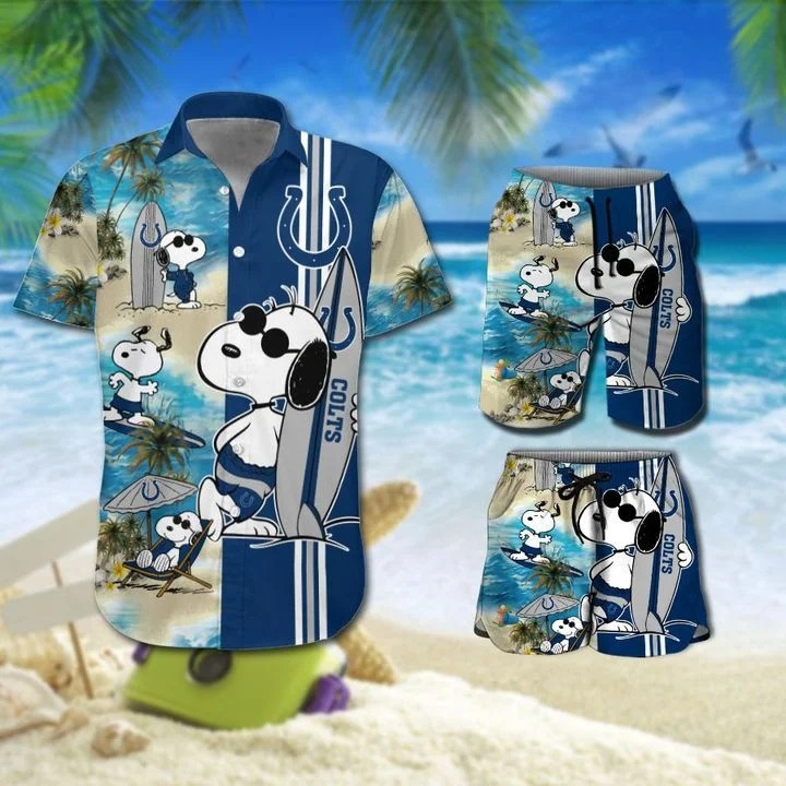 Snoopy And Indianapolis Colts Hawaiian Shirt Beach Shorts