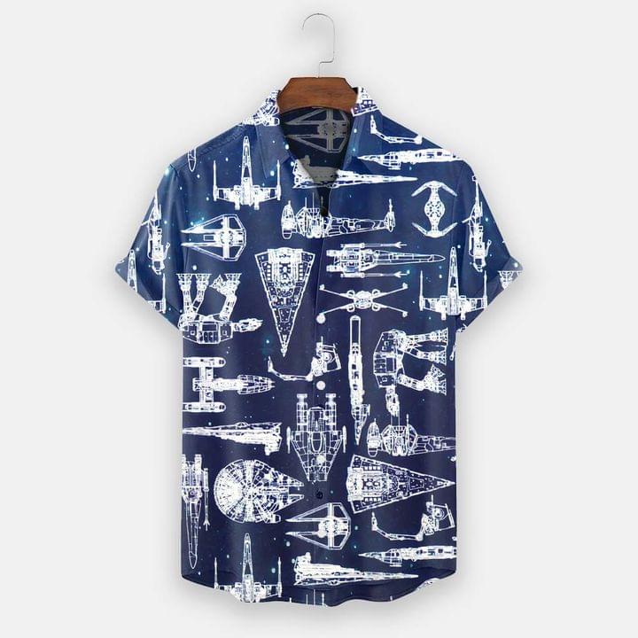 Star Wars Spaceship Blueprint Pattern Hawaiian Shirt