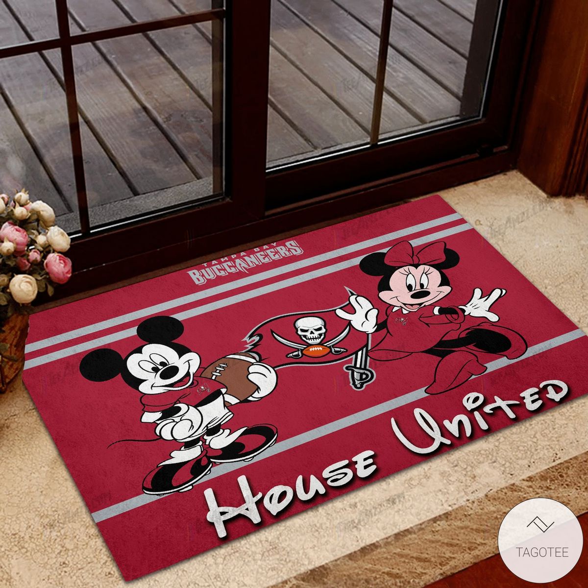 Tampa Bay Buccaneers House United Mickey Mouse And Minnie Mouse Doormat