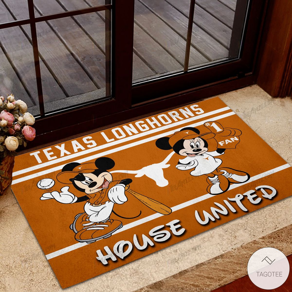 Texas Longhorns House United Mickey Mouse And Minnie Mouse Doormat
