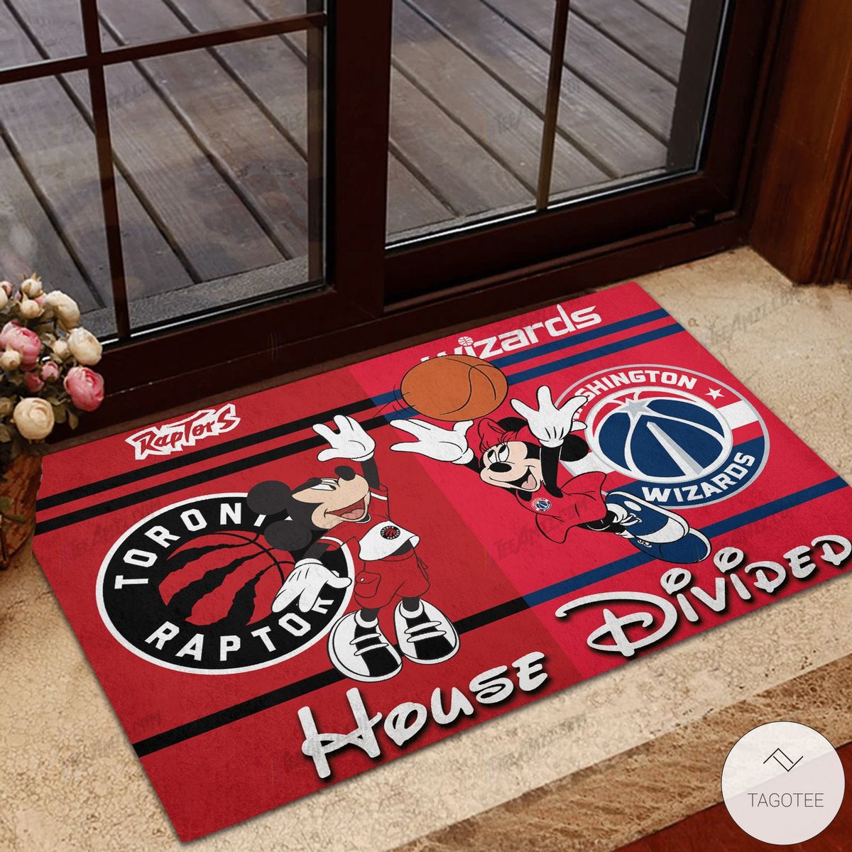 Toronto Raptor House Divided Washington Wizards Mickey Mouse And Minnie Mouse Doormat