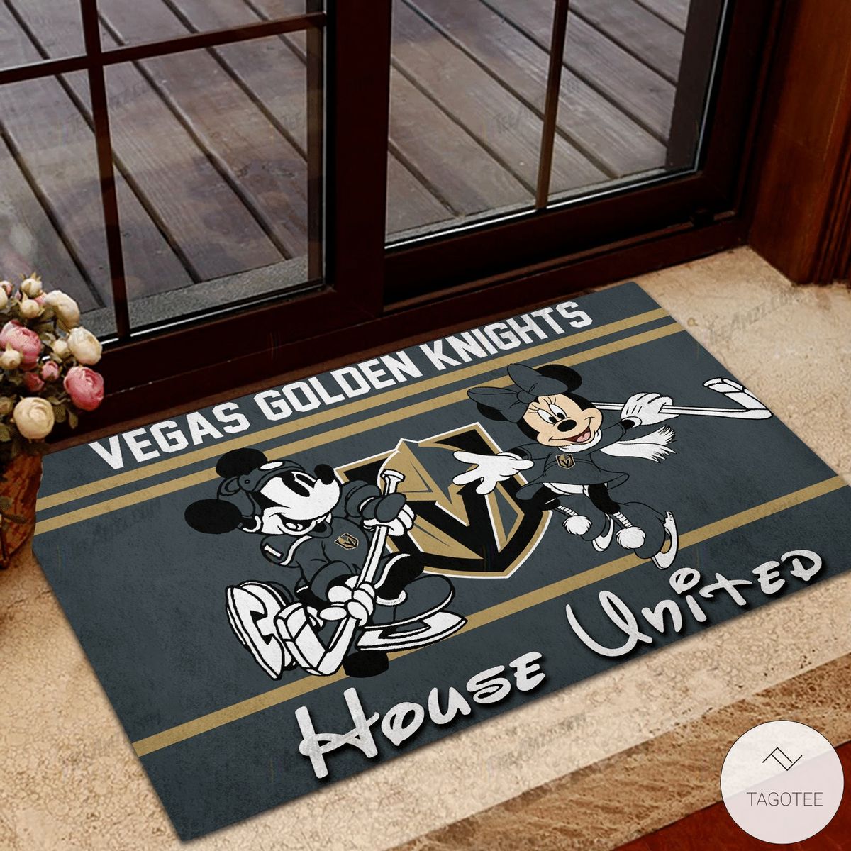 Vegas Golden Knights House United Mickey Mouse And Minnie Mouse Doormat – TAGOTEE