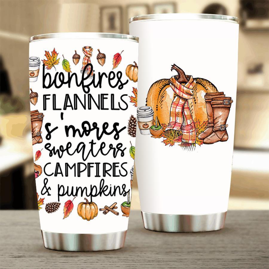 Bonfires Flannels Its Mores Sweaters Campfires And Pumpkins Tumbler  – BBS