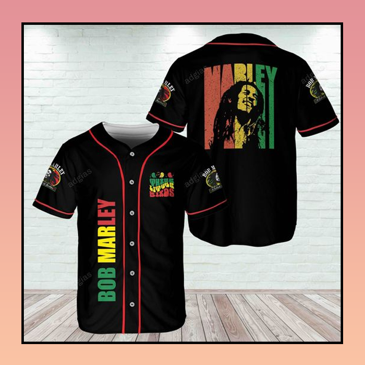 18 Bob Marley Three Little Birds Baseball Jersey Shirt 2