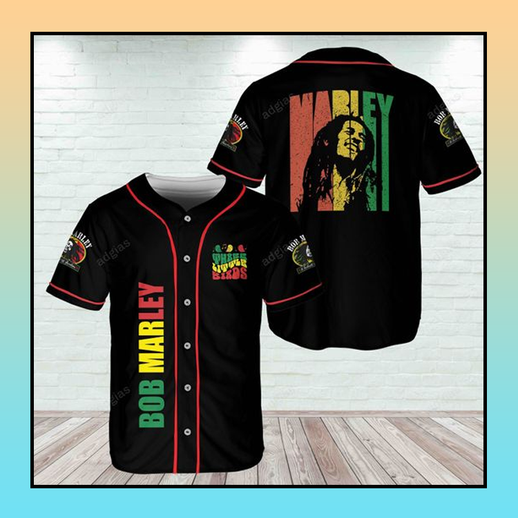18 Bob Marley Three Little Birds Baseball Jersey Shirt 3