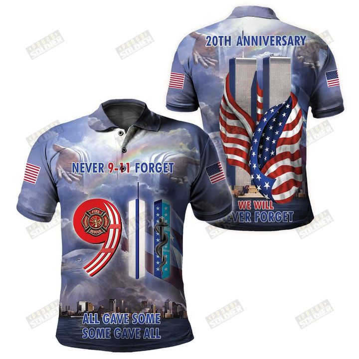 9 11 never forget all gave some some gave all 3d all over printed polo