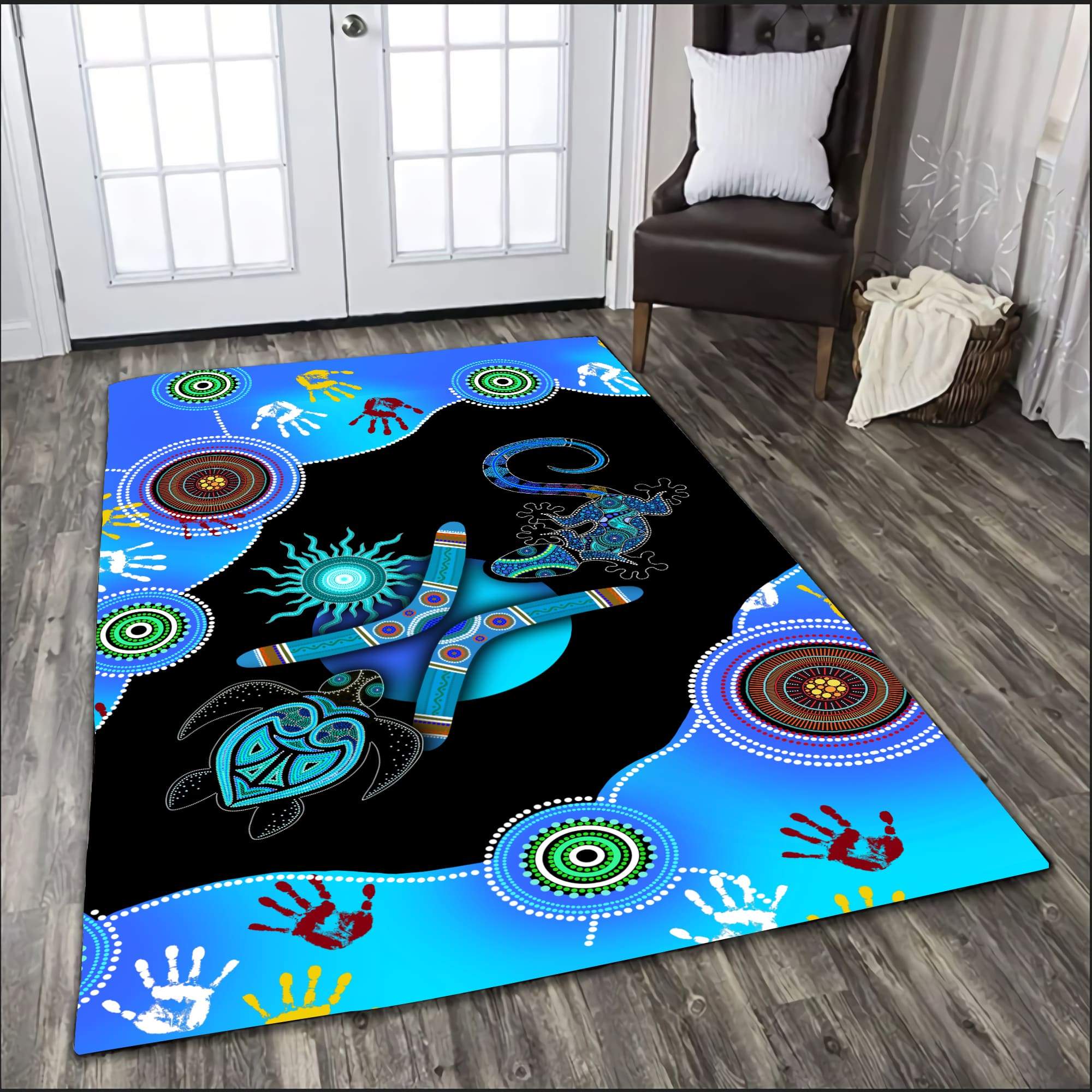 Aboriginal Naidoc Week 2021 Blue Turtle Lizard 3D print Rug – Teasearch3d 220721