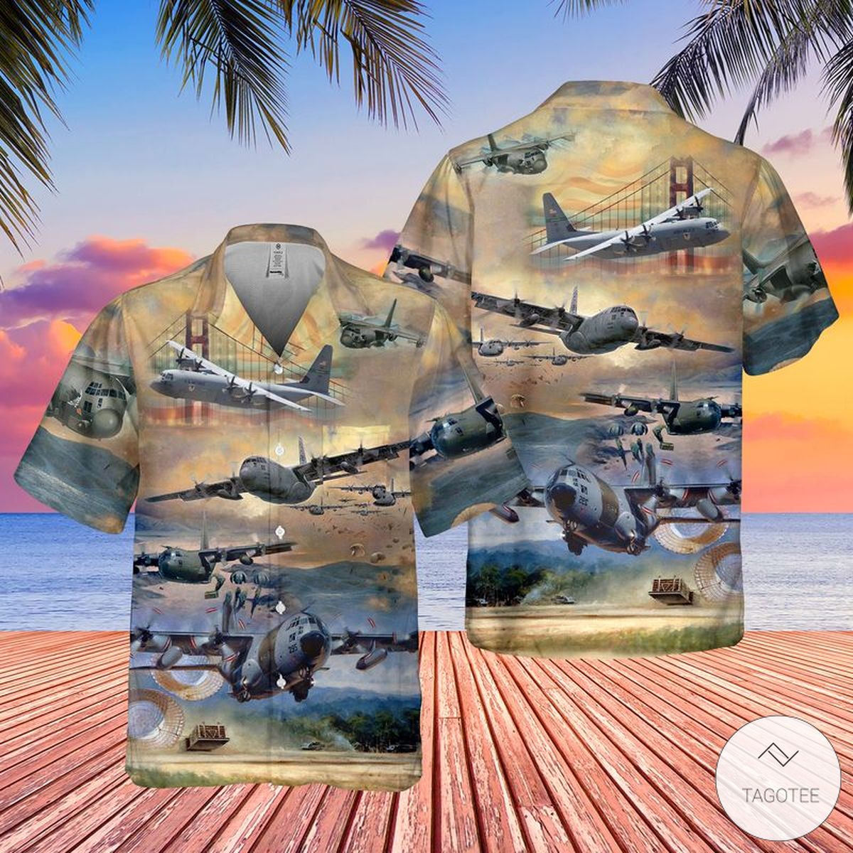 Air Force Lockheed C-130 Hercules Pocket Hawaiian Shirt, Beach Shorts – TAGOTEE