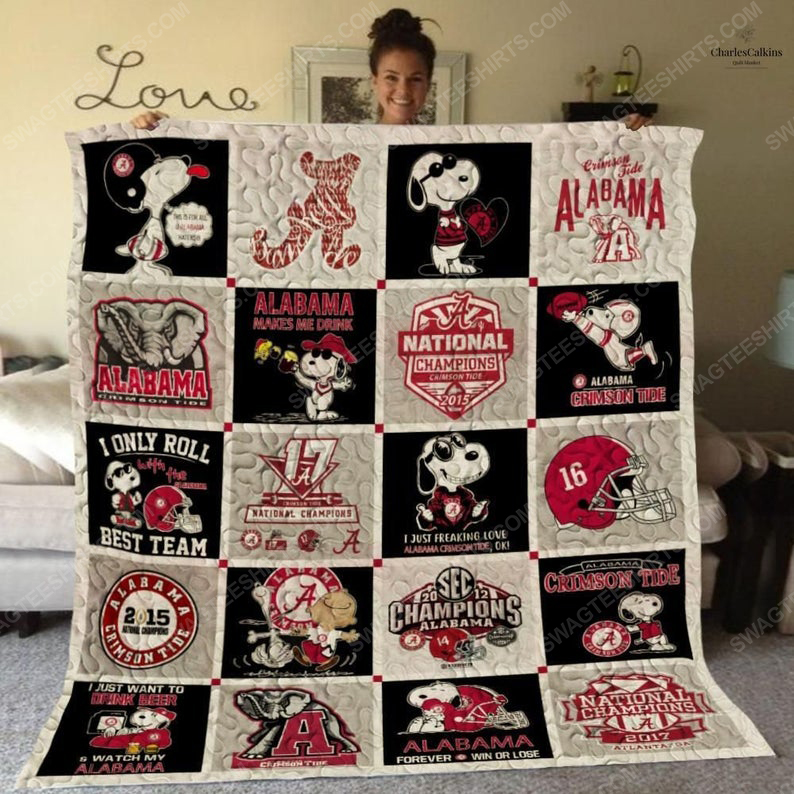 Alabama crimson tide football and snoopy all over print quilt 1