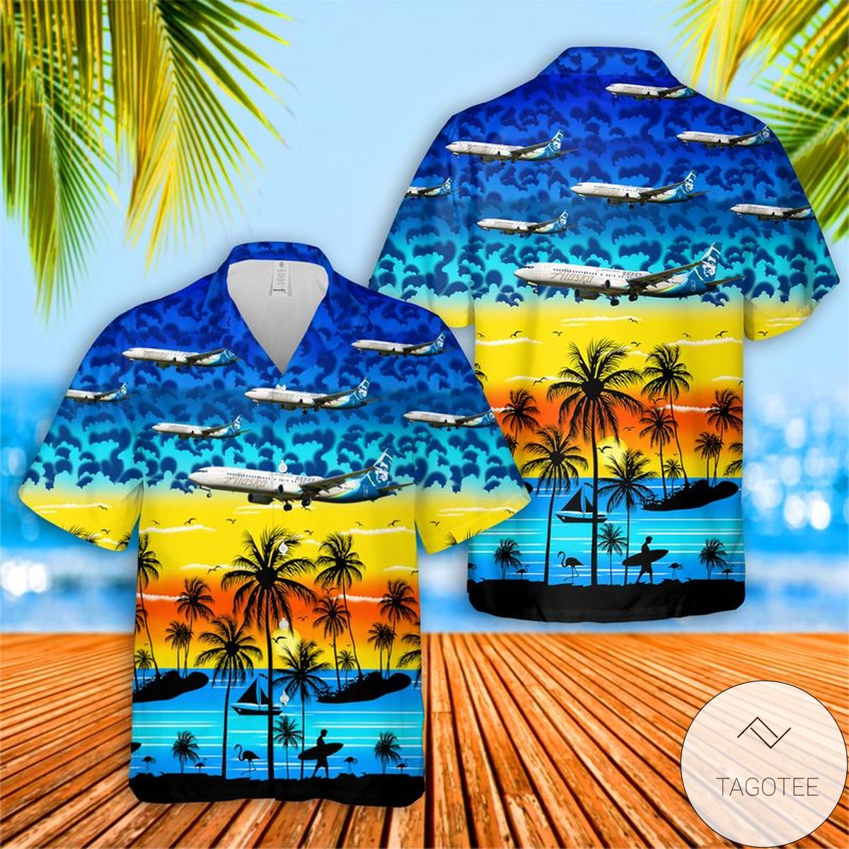 Alaska Airlines Boeing 737-990ER Hawaiian Shirt, Beach Shorts – TAGOTEE