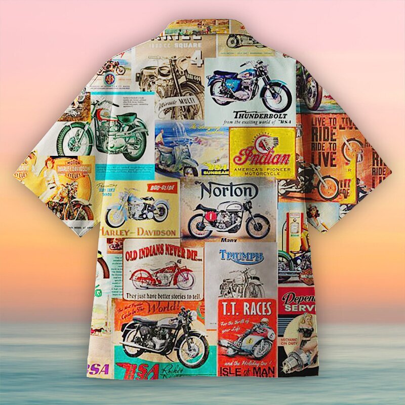 Amazing Vintage Retro Motorcycle Wall Logo Unisex Hawaiian Shirt 1