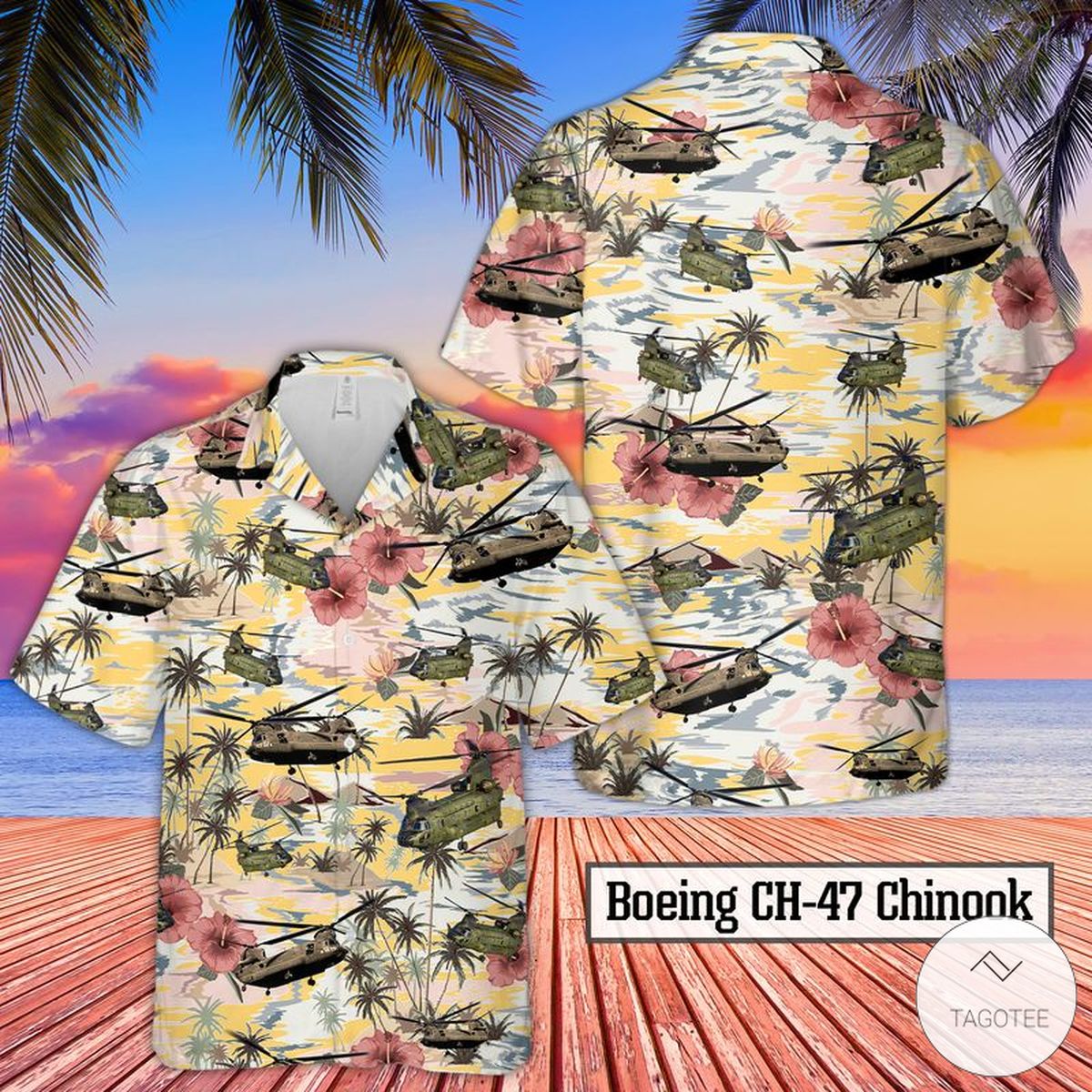 Army Boeing CH 47 Chinook Hawaiian Shirt Beach Shorts