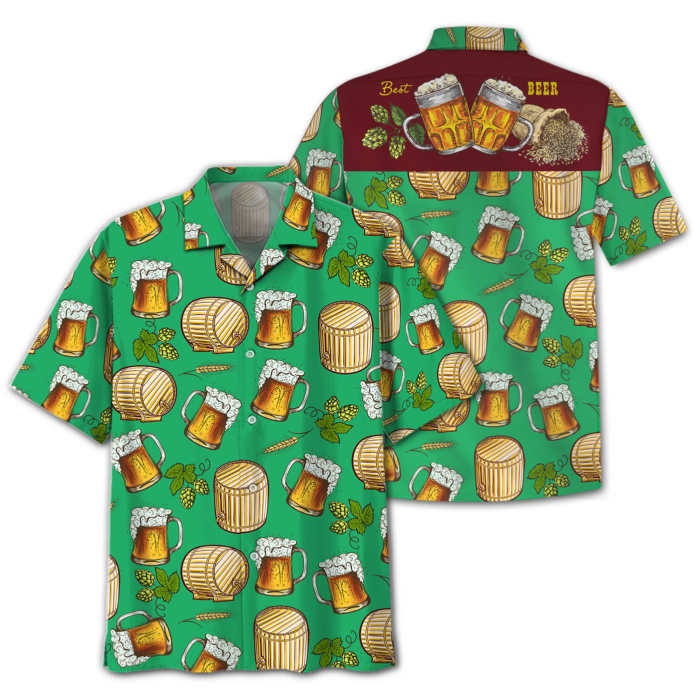 Beer Pattern Hawaiian Shirt Beach Short