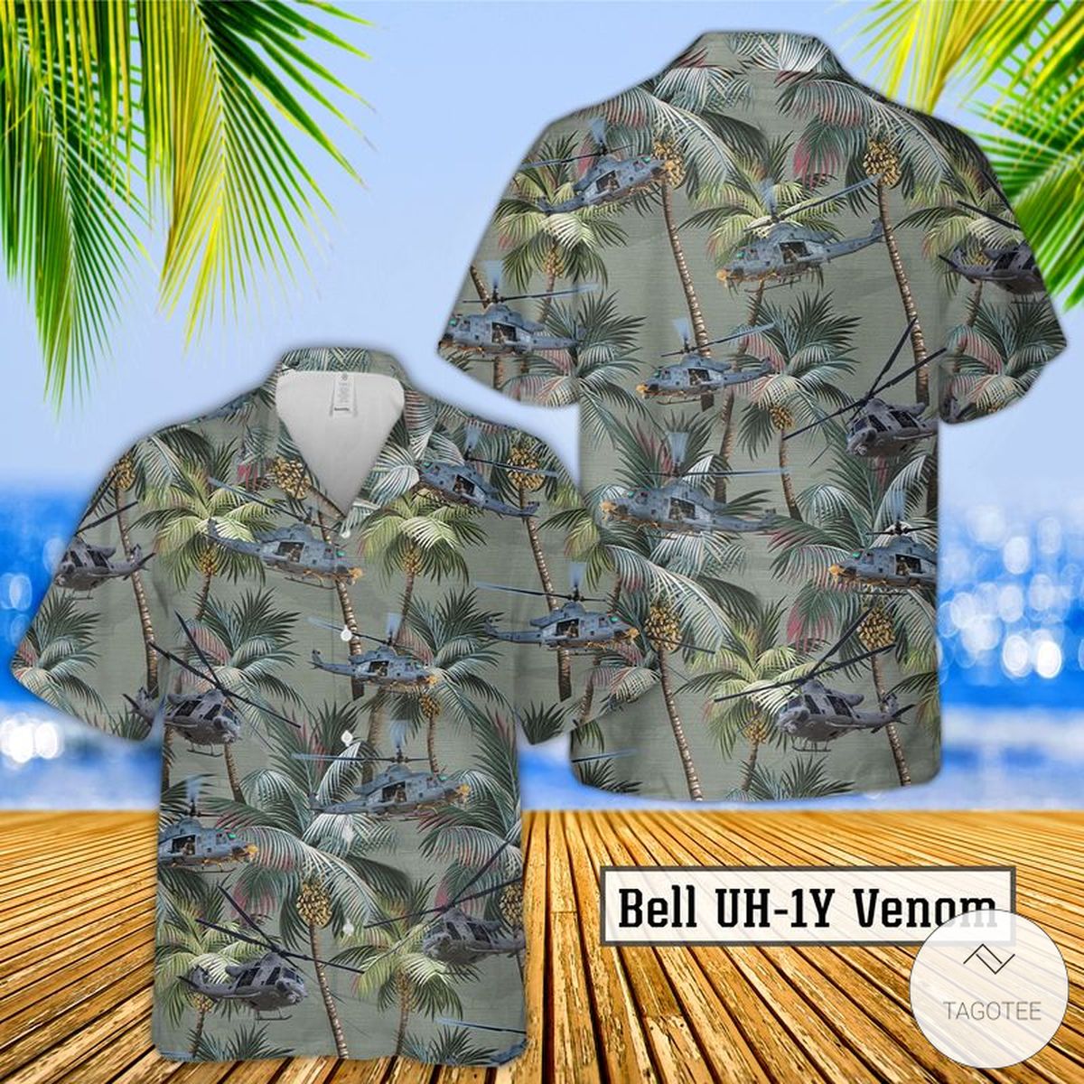 Bell UH 1Y Venom Hawaiian Shirt Beach Shorts