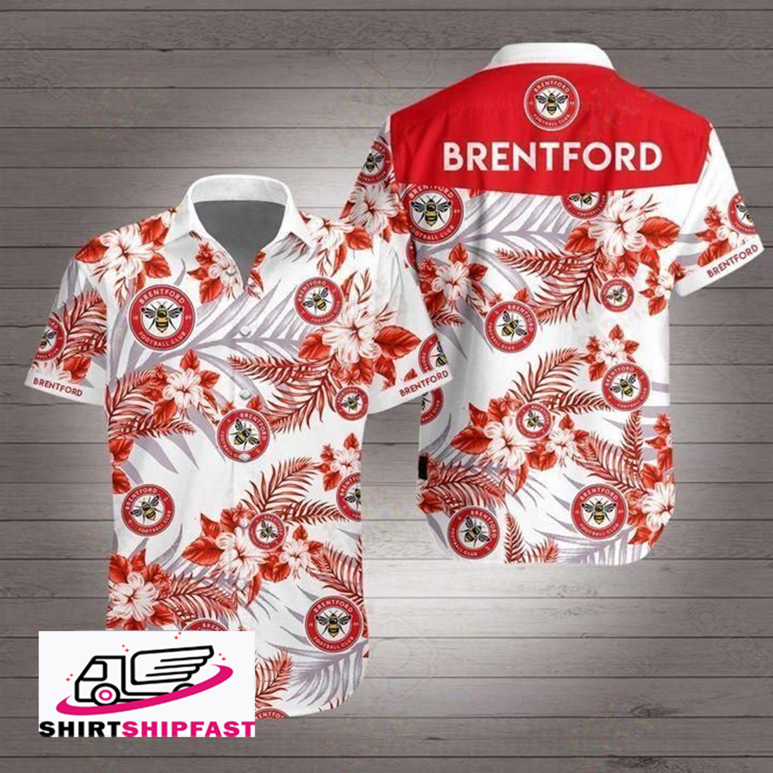 Brentford Premier League football hawaiian shirt