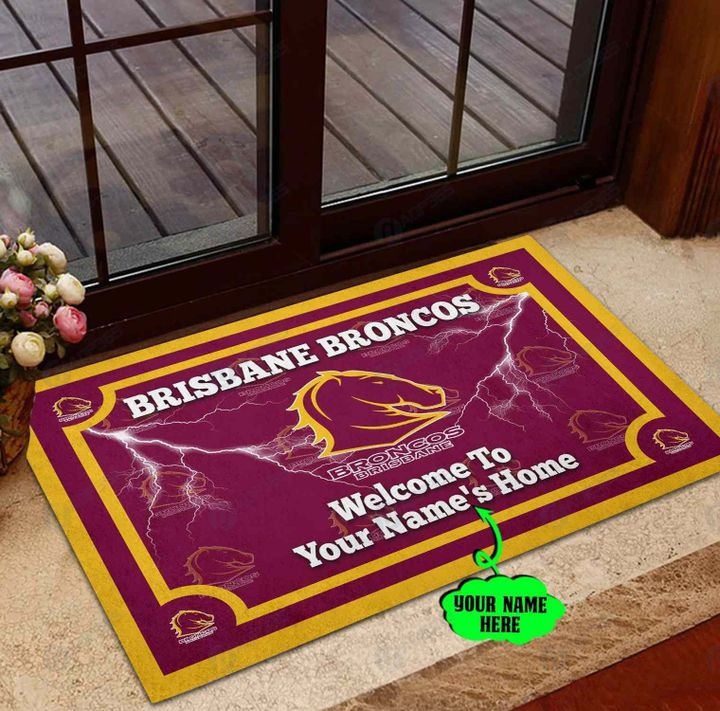 Brisbane Broncos welcome to home Personalized Doormat