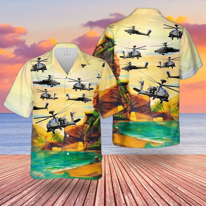 Bristish Army Westland Wah 64 Apache Hawaiian Hawaiian Shirt and short