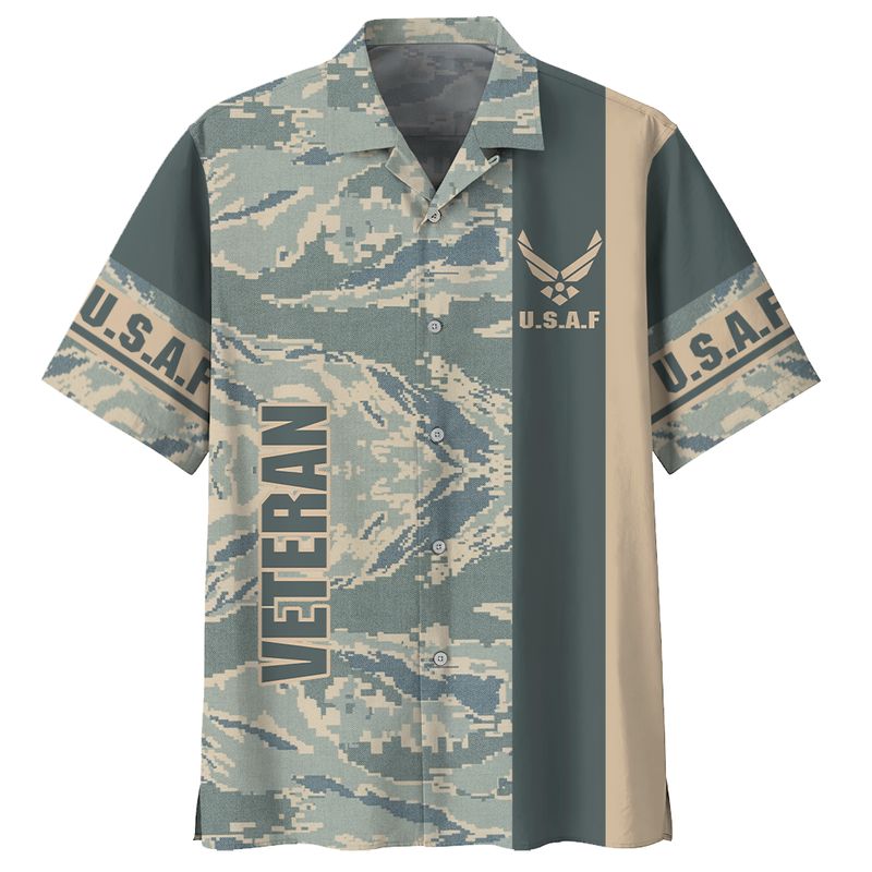 Camo US Air force veteran hawaiian shirt