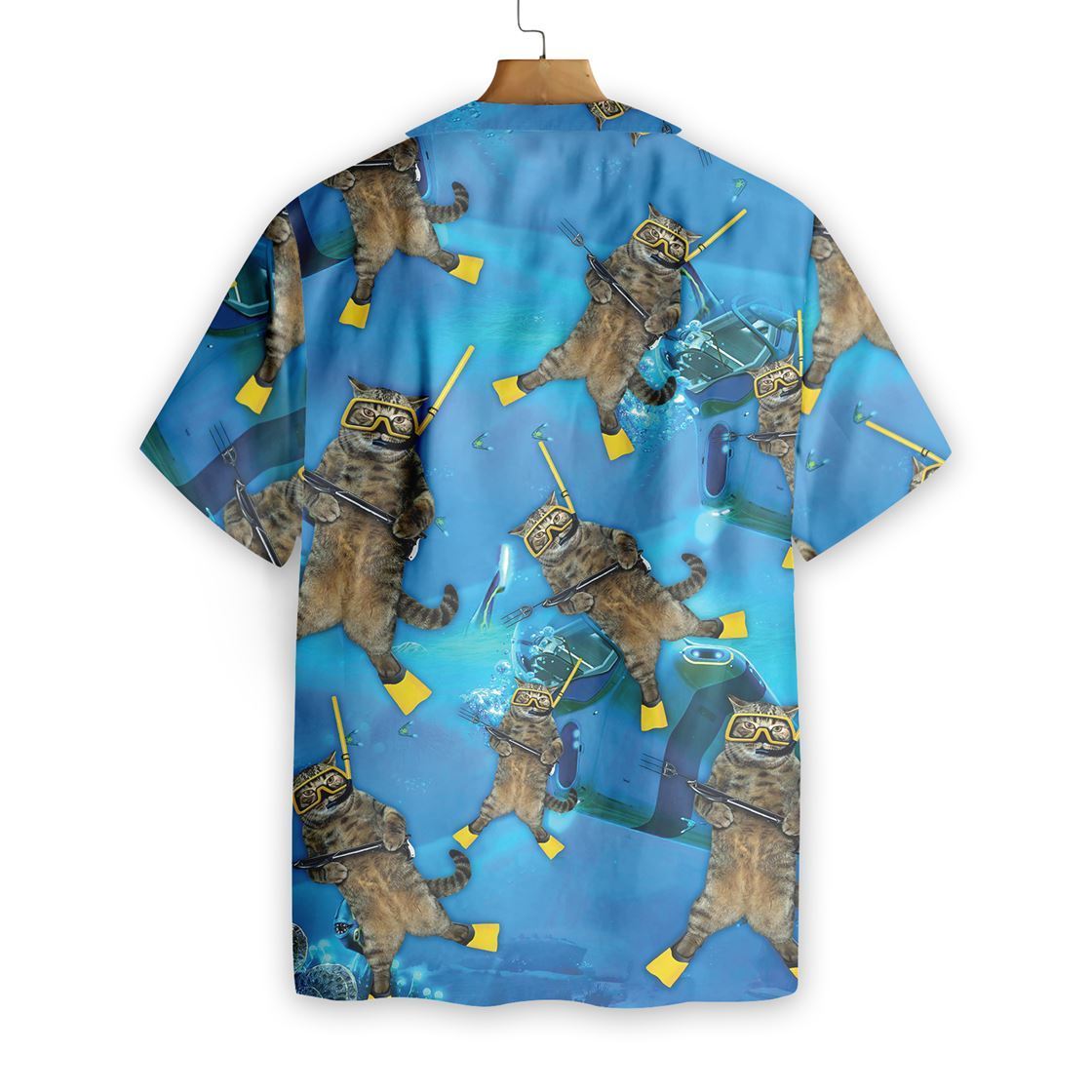 Cat diver hawaiian shirt Back