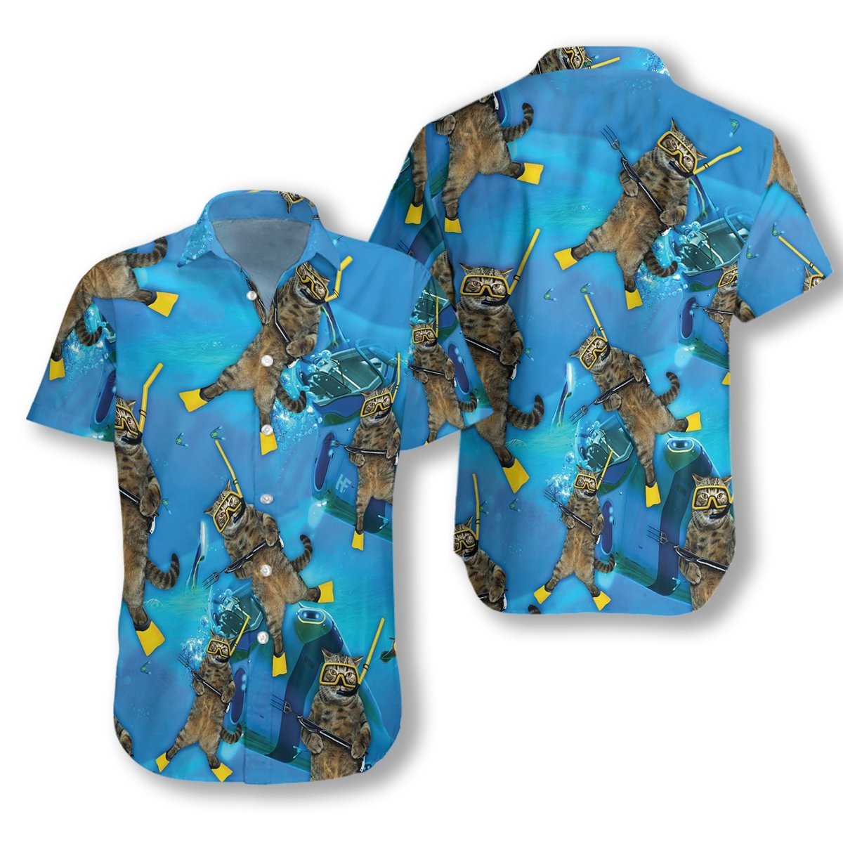 Cat diver hawaiian shirt