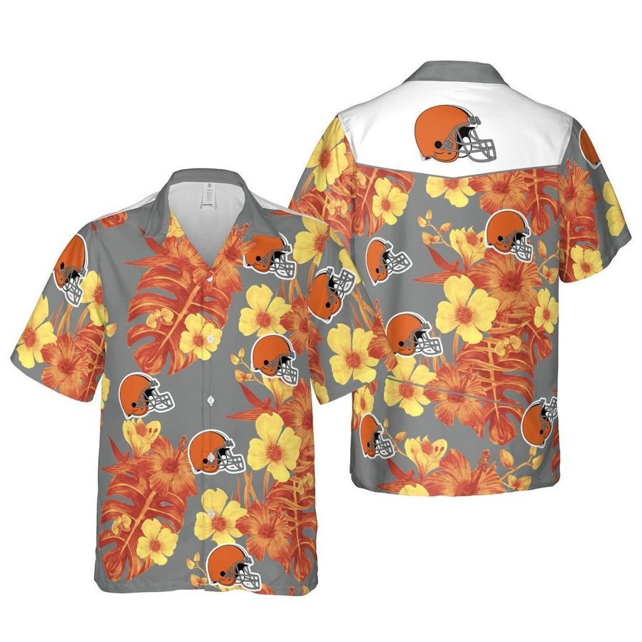 Cleveland browns floral nfl football hawaiian shirt