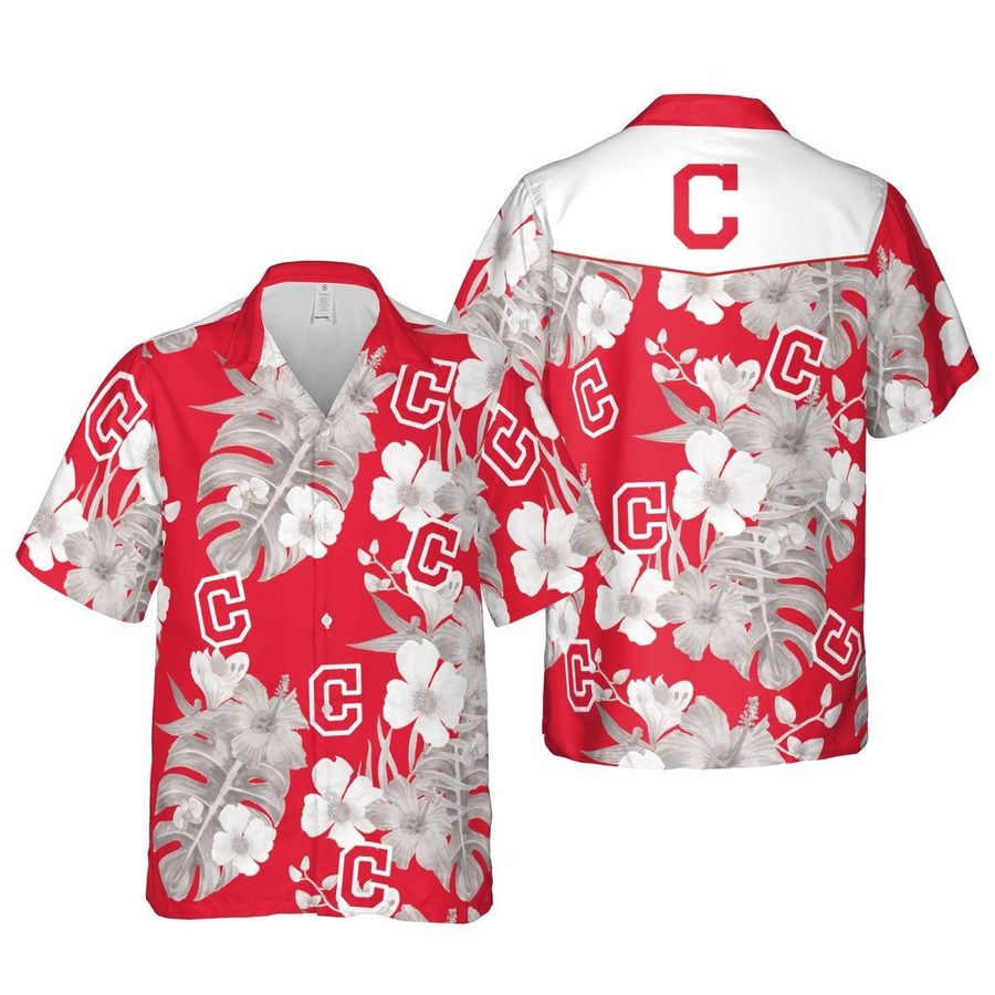 Cleveland indians floral mlb baseball hawaiian shirt
