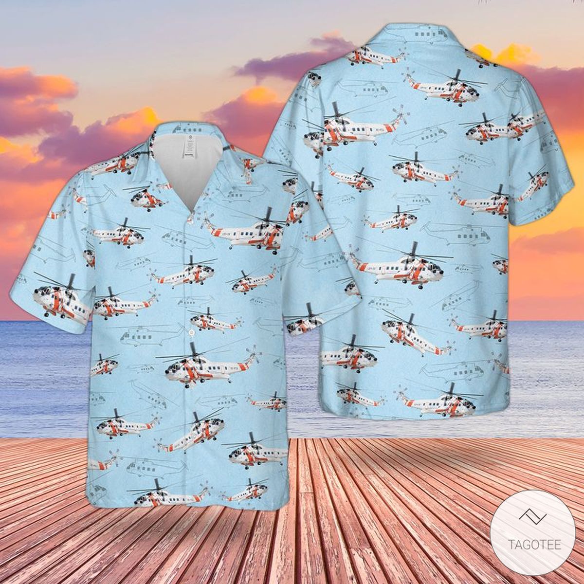 Coast Guard Sikorsky S 61R Hawaiian Shirt Beach Shorts