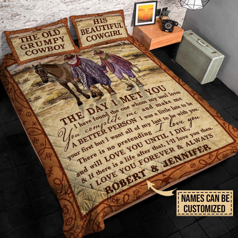 Cowboy The Day I Met You Custom Name Quilt Bedding Set1