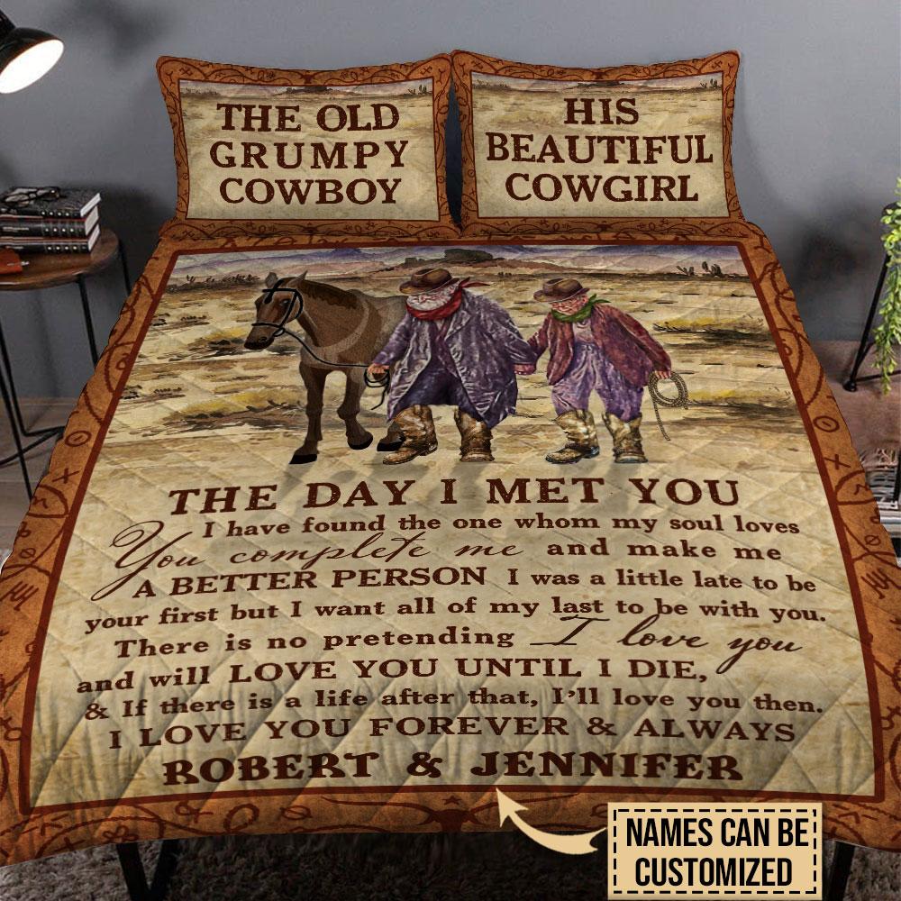 Cowboy The Day I Met You Custom Name Quilt Bedding Set2