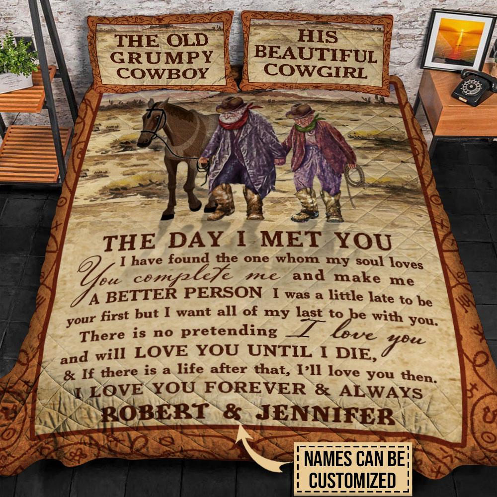 Cowboy The Day I Met You Custom Name Quilt Bedding Set3