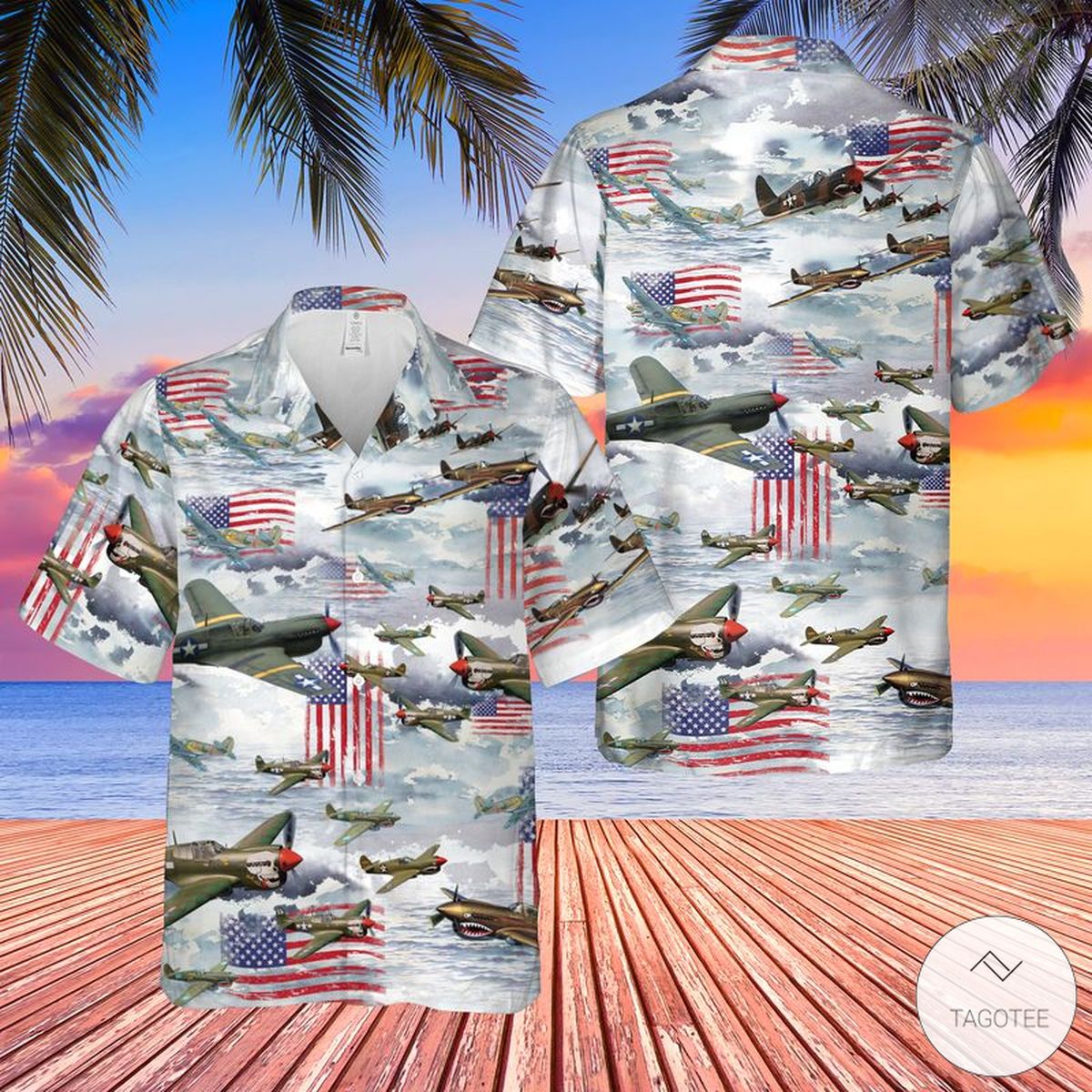 Curtiss P 40 Warhawk Hawaiian Shirt Beach Shorts