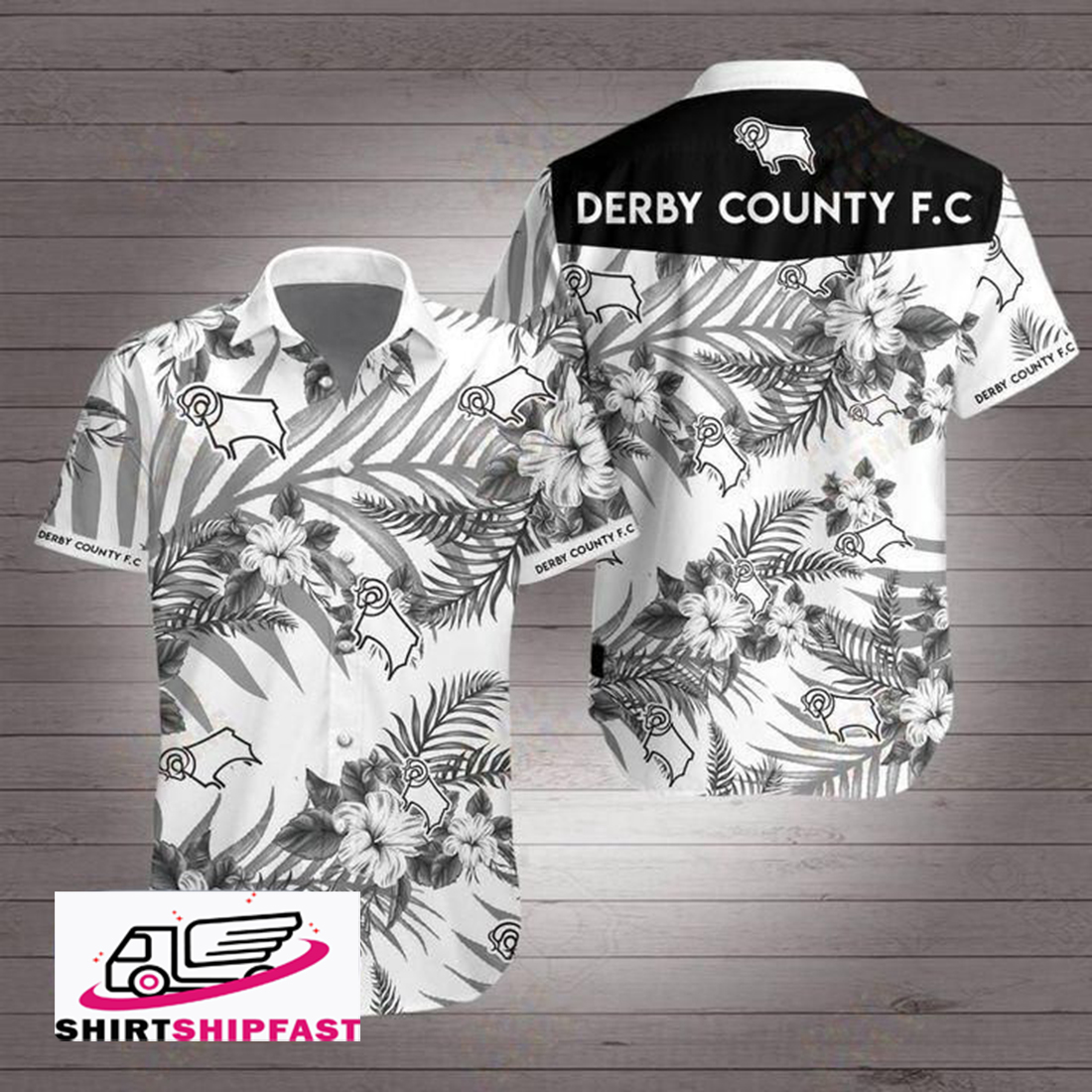Derby County Premier League football hawaiian shirt