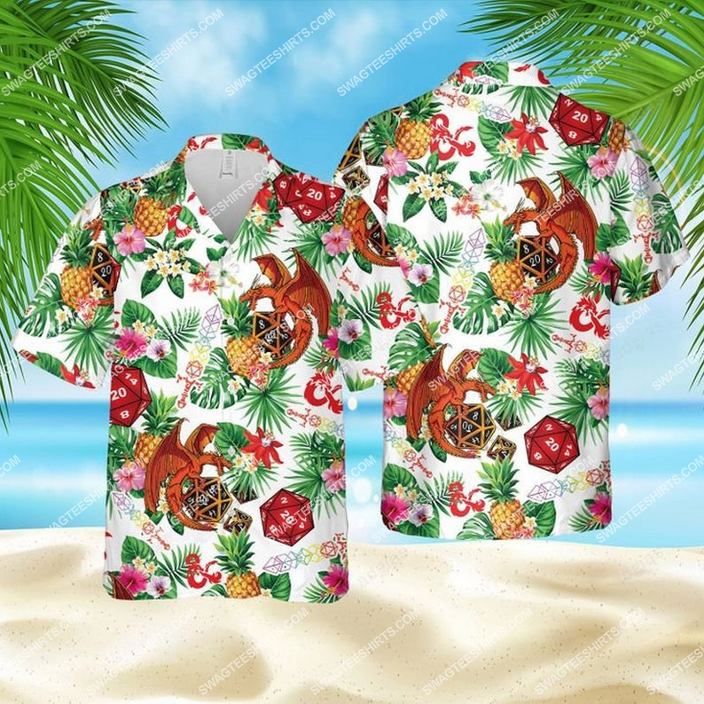 Dice pineapple dragon dice game summer vacation hawaiian shirt 1