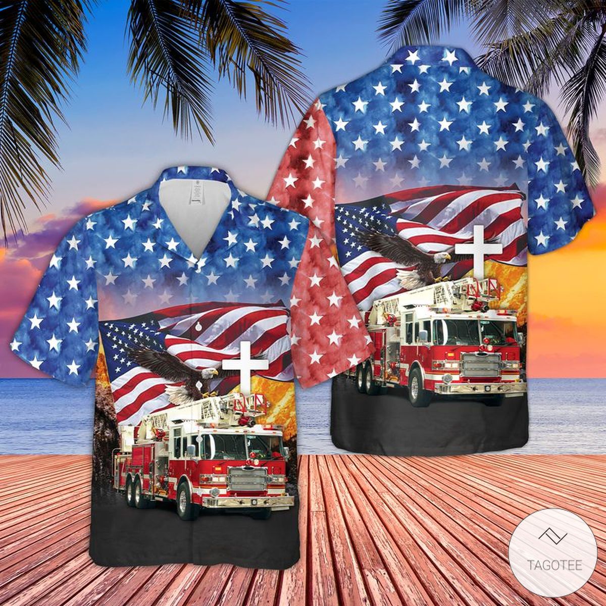 Firefighter American Eagle Hawaiian Shirt – TAGOTEE