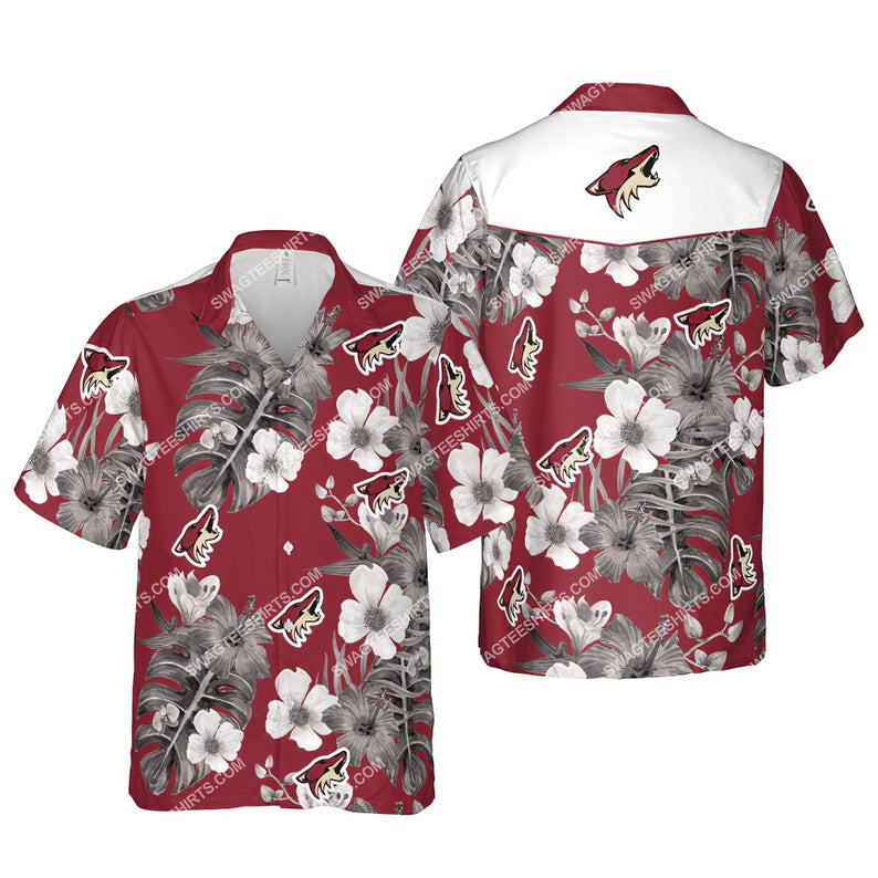 Floral arizona coyotes nhl summer vacation hawaiian shirt 1
