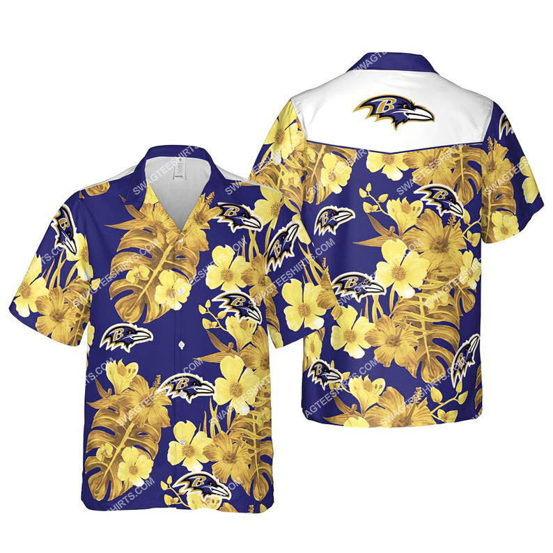 Floral baltimore ravens nfl summer vacation hawaiian shirt 1