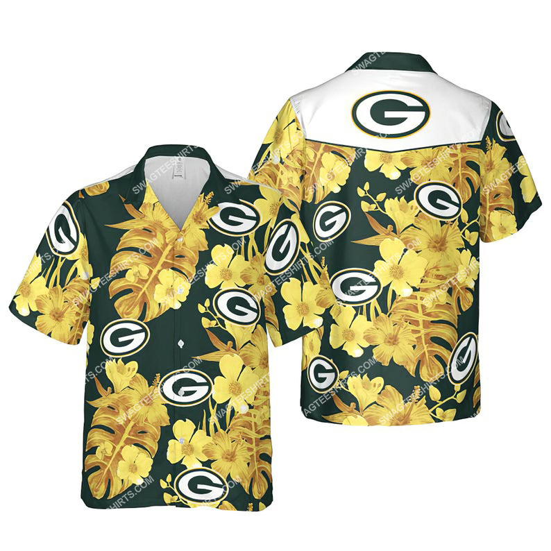 Floral green bay packers nfl summer vacation hawaiian shirt 1